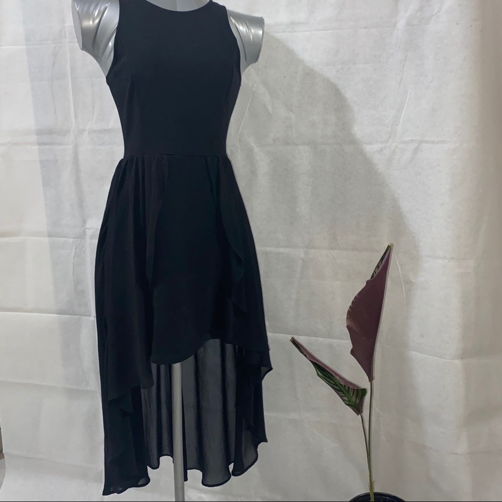 Lush Asymmetrical Black Dress - Picture 1 of 10